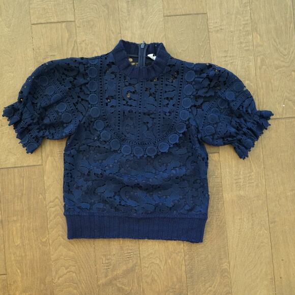SEA New York‎ The Abby Lace Puff Sleeve Top / Navy XS - Picture 2 of 10